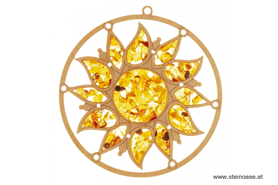 Fensterbild Suncatcher Bernstein - SONNE II Ø 11cm